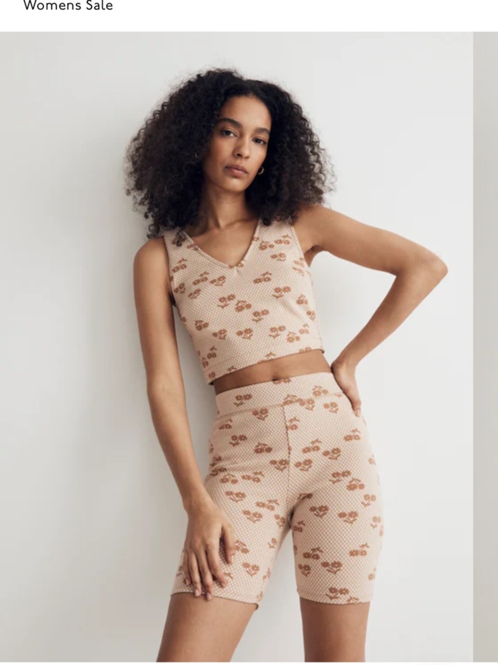Madewell Cream Floral Biker Shorts